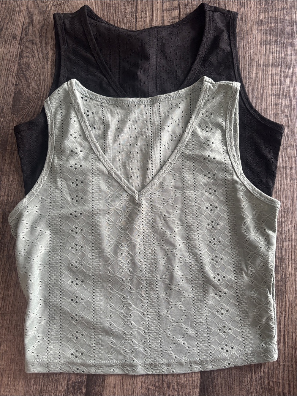 Women’s V-Neck Tank Top in Light Sage and Black